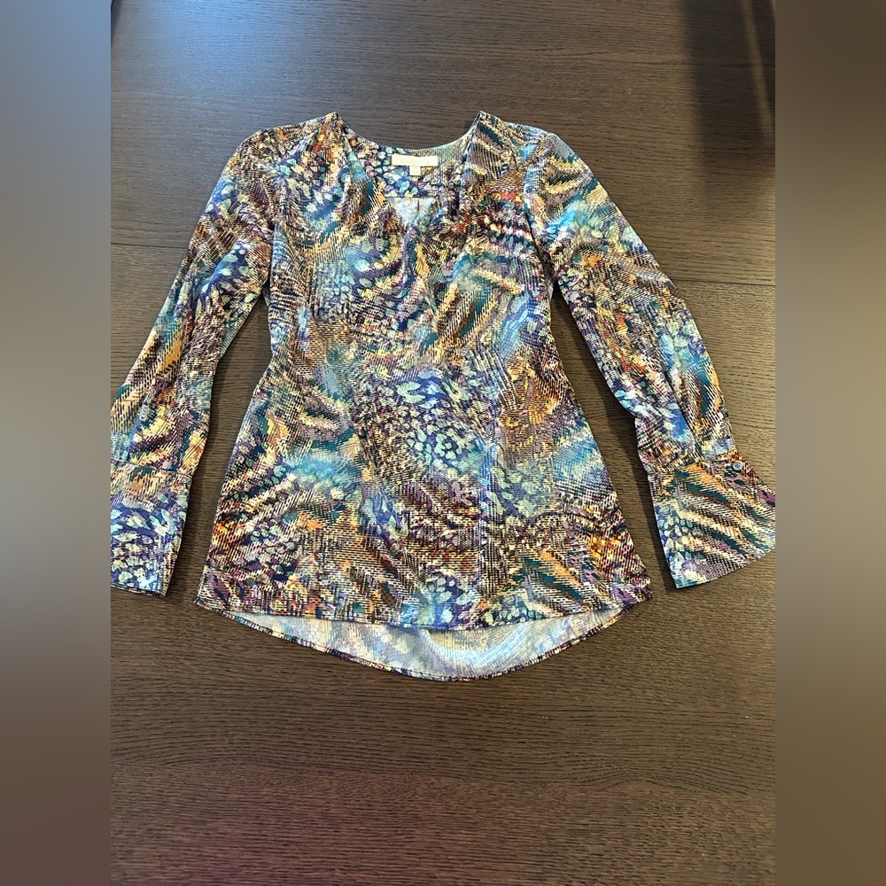 Etcetera Women’s Multi Color Patterned Blouse Sil… - image 1